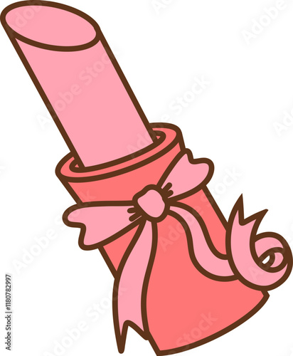 Pink lipstick with heart bow doodle for Valentine's