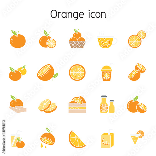 Orange icon set in thin line style