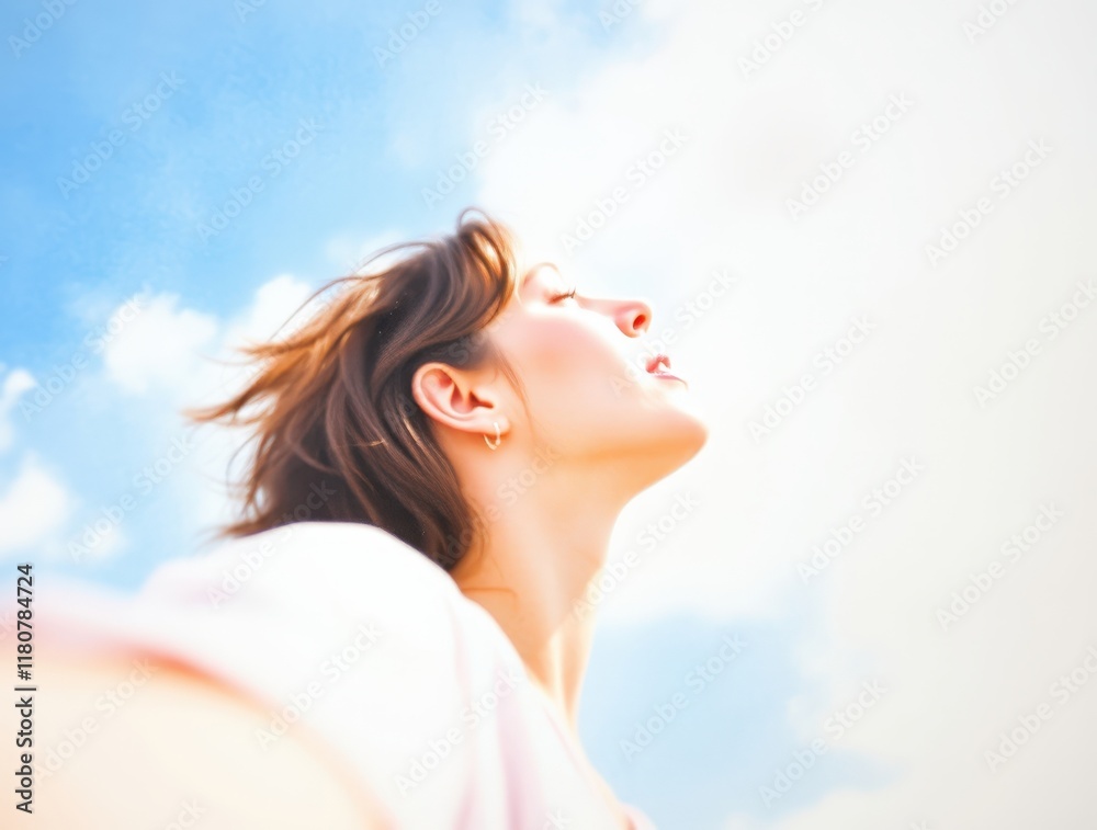 A delicate watercolor painting with a blurred bokeh effect in Reaching for the Sky, sharp subject focus, soft background, translucent washes, and fluid brushstrokes