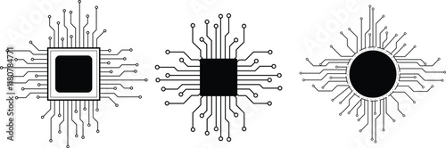 Motherboard chip central processing unit symbol, cpu digital high technology. 