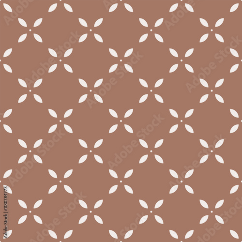 Seamless mocha brown and white abstract petals geometric textile pattern vector