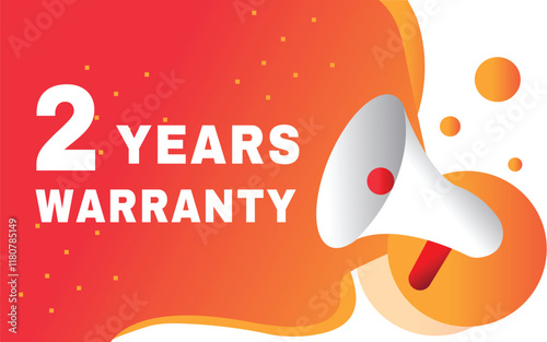 2 years warranty banner element vector modern template for retail promotion. Speech bubble icon megaphone.