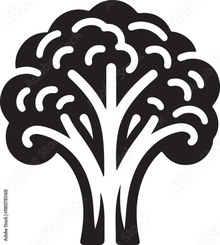 Healthy Broccoli Silhouette Vector Graphic for Nutrition Illustration