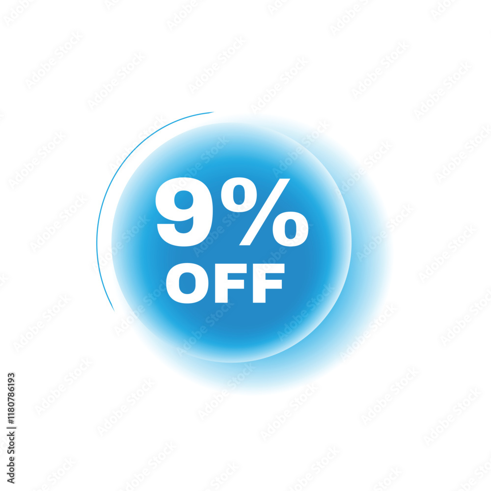 9 percent off, speech bubble modern circle design. Banner or announcement template. vector sign. 9 percent off, speech bubble modern circle design. Banner or announcement template. vector sign.