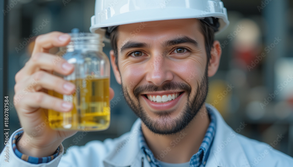 Chemical engineer or petrochemical technician smiling in professional work environment. Chemists Day Chemical engineer or petrochemical technician smiling in professional work environment. Chemists Day