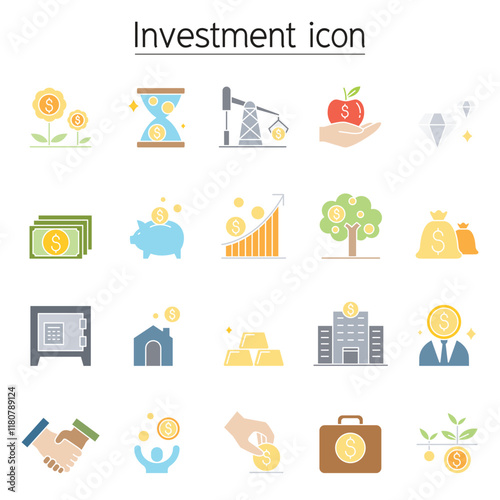 Investment & banking icon set in thin line style