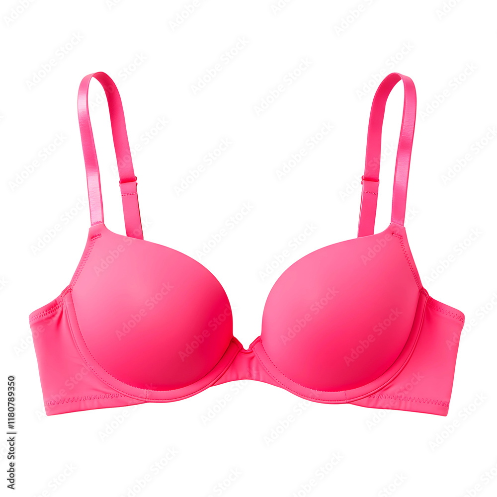 Elegant Pink Push-Up Bra with Seamless Design and Underwire Support On Transparent Background Elegant Pink Push-Up Bra with Seamless Design and Underwire Support On Transparent Background