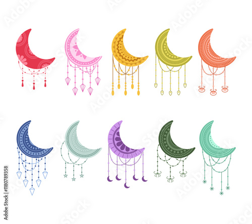 Decorated Islamic Crescent Moon Celestial