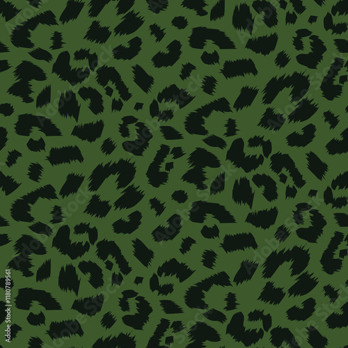 seamless leopard skin vector  pattern on green background