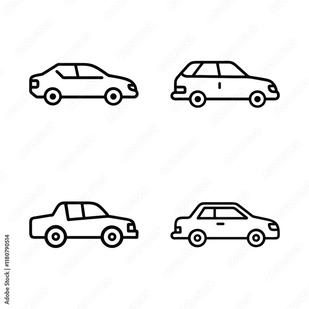 Car icon set vector line art design Car icon set vector line art design