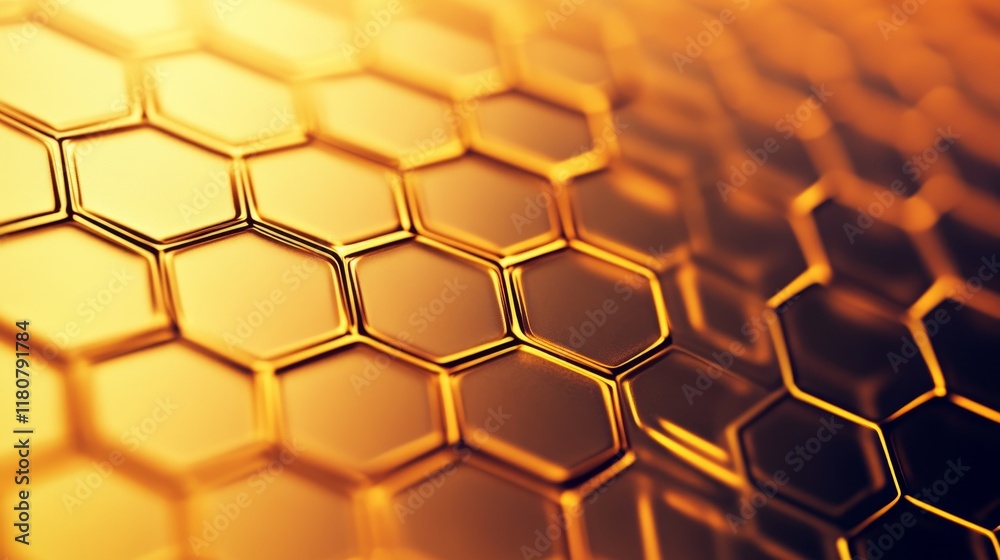 Close-up of a honeycomb structure with a warm golden hue. Close-up of a honeycomb structure with a warm golden hue.