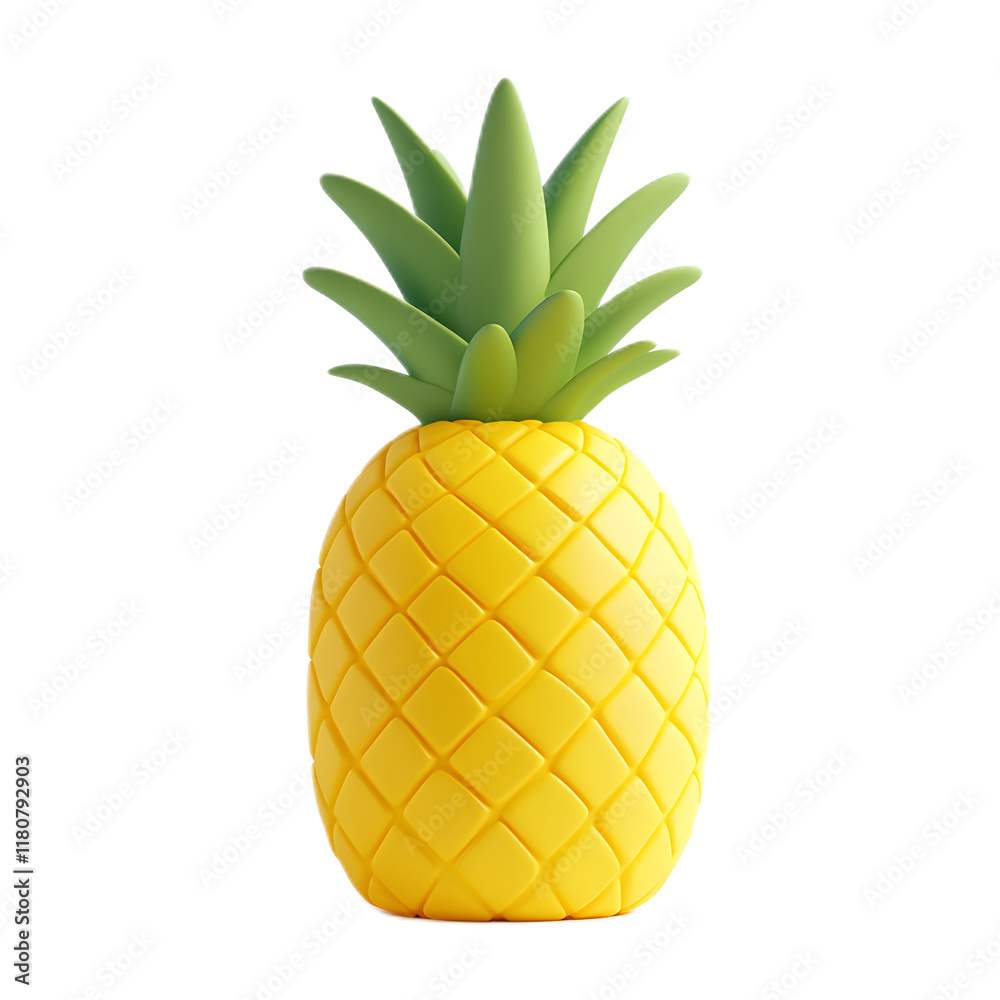 Vibrant 3D Pineapple Fruit in Transparent PNG Format Vibrant 3D Pineapple Fruit in Transparent PNG Format