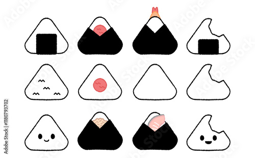 シンプルでかわいいおにぎりのイラストセット