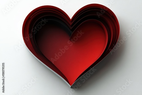 Realistic Red Heart Shape with Layered Paper Design and Border