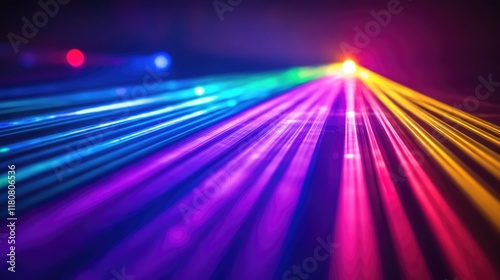 Vibrant multicolored light beams creating a dynamic abstract background