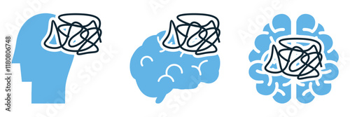 Mental Disorder Psychology Icons Vector for mental health awareness and personal development.