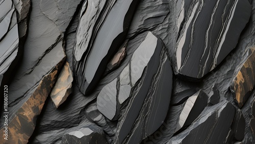 Background of dark slate with a textured black stone appearance