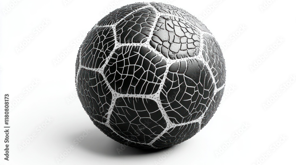 Realistic black-and-white 3D football with visible stitching and textured panels, isolated on white. Realistic black-and-white 3D football with visible stitching and textured panels, isolated on white.