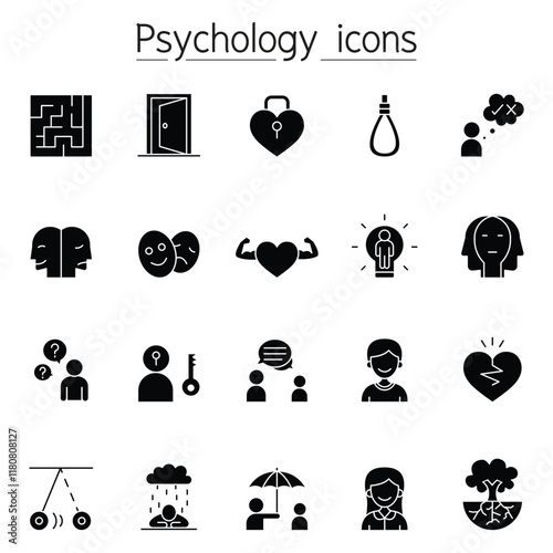 Psychology icon set in thin line style