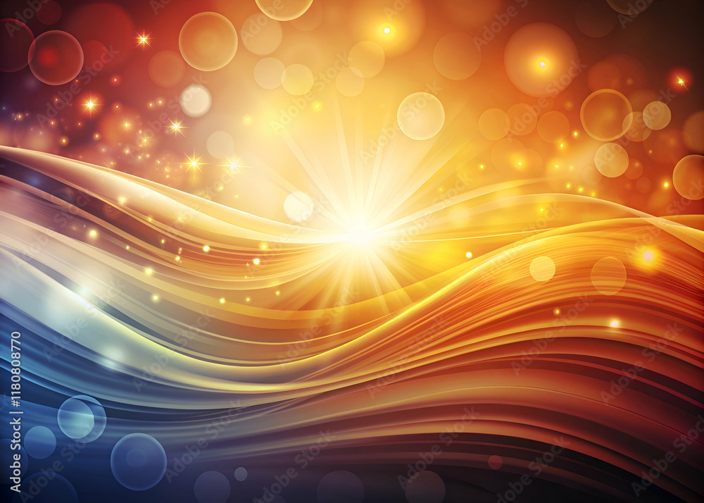 Abstract Golden Waves with Glowing Light and Bokeh Effects Abstract Golden Waves with Glowing Light and Bokeh Effects