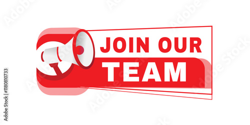 Join our team banner, tag  for announce. Design template, flat vector label illustration.