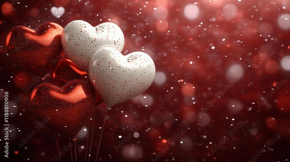 Obraz premium Colorful Heart Shaped Balloons on Valentine's Day Background