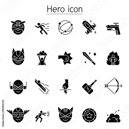 Super Hero icon set in thin line style
