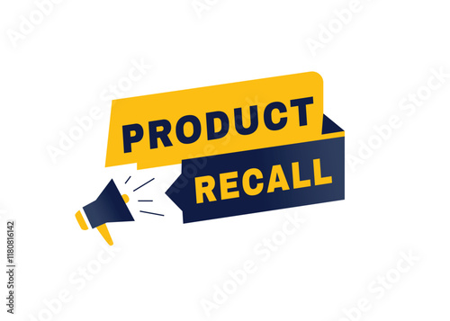 Product recall label or tag, vector banner element. modern design with megaphone icon. photo