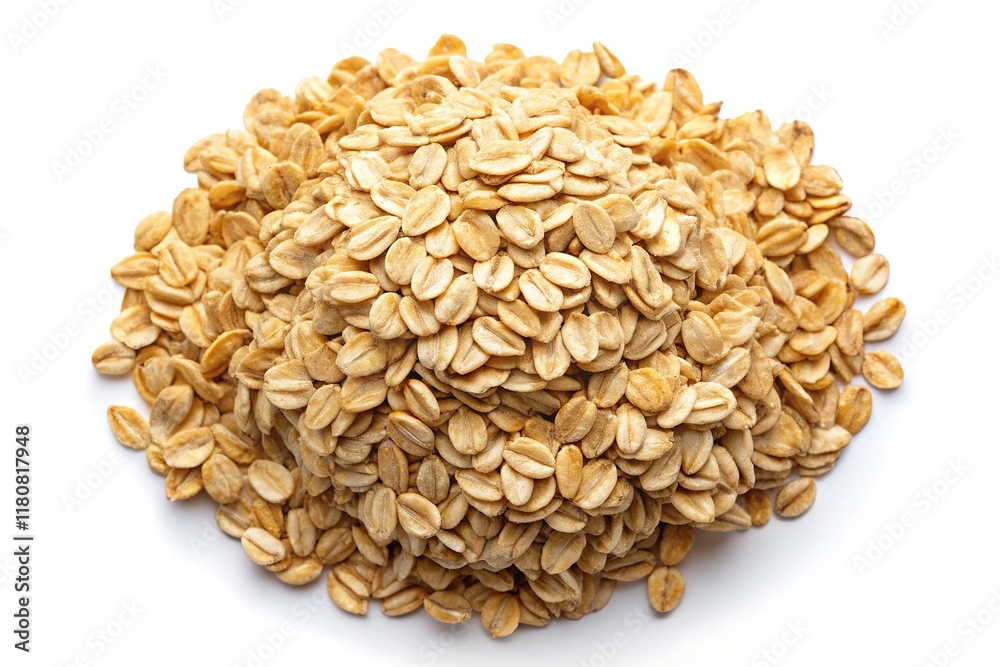Dry Rolled Oats, Oat Flakes, Top View, High-Resolution Food Photography