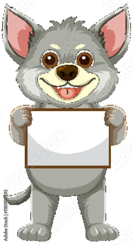 Cute Cartoon Animal Holding Sign