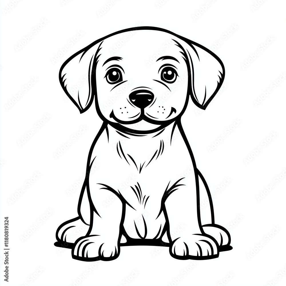 Simple line drawing of a baby golden on a white background, with a simple design Simple line drawing of a baby golden on a white background, with a simple design