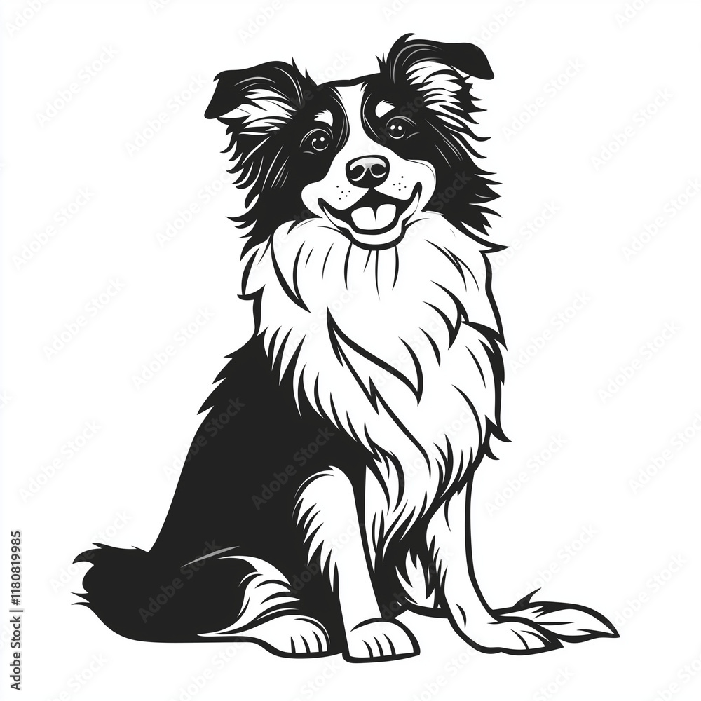 Naklejka premium Simple line drawing of a baby Belgian sheepdog full body on a white background,