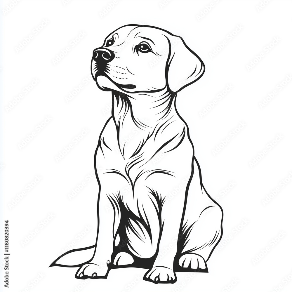 Fototapeta premium Simple line drawing of a golden on a white background, with a simple design,