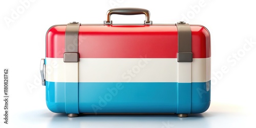 Luxembourg Travel: Stunning 3D Render of National Flag on Suitcase photo