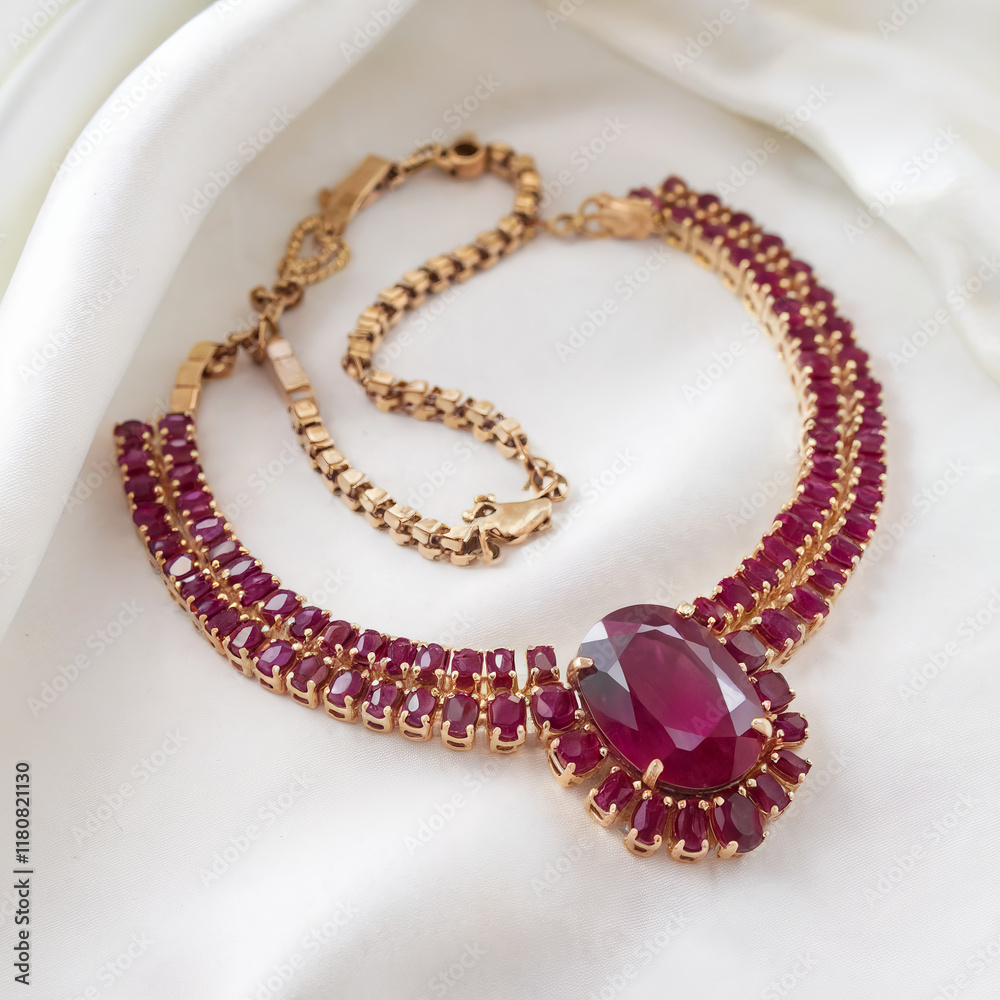 Luxury Ruby Statement Necklace, Gold Plated Elegant Jewelry, Handmade Red Gemstone Choker, Vintage Bridal Necklace, Fashionable Party Jewelry Luxury Ruby Statement Necklace, Gold Plated Elegant Jewelry, Handmade Red Gemstone Choker, Vintage Bridal Necklace, Fashionable Party Jewelry