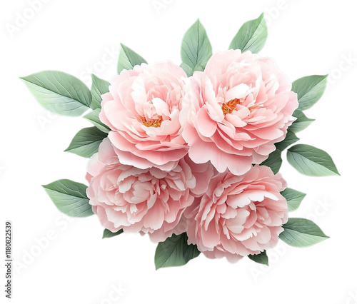 pink peony flowers isolated