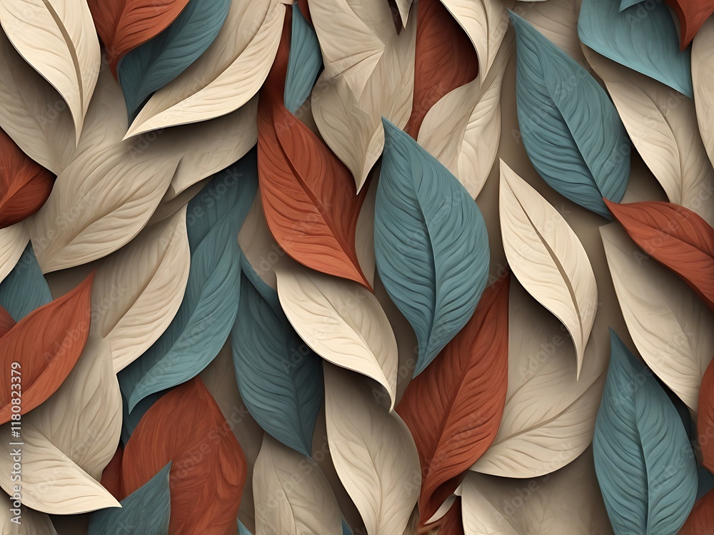 Seamless abstract 3D decorative leaves pattern background with modern and artistic design
Seamless abstract 3D decorative leaves pattern background with modern and artistic design