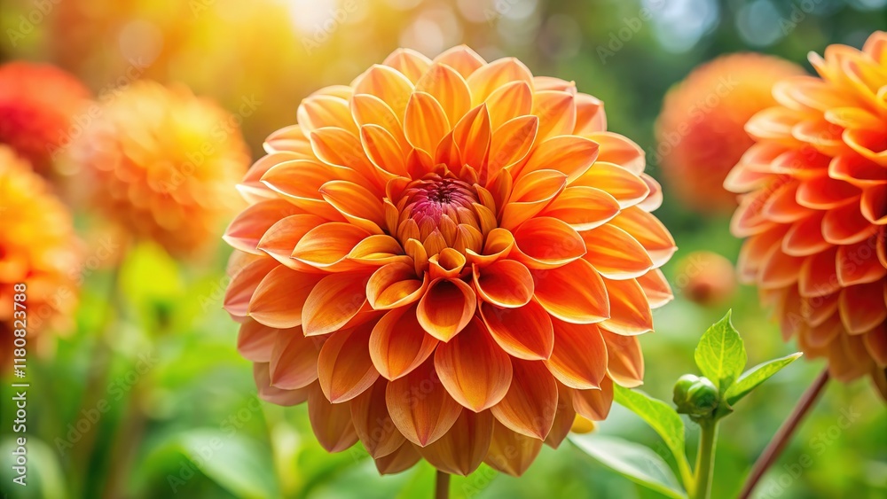 Stunning Orange Dahlia Bloom: Macro Photography of a Bright, Detailed Flower Stunning Orange Dahlia Bloom: Macro Photography of a Bright, Detailed Flower