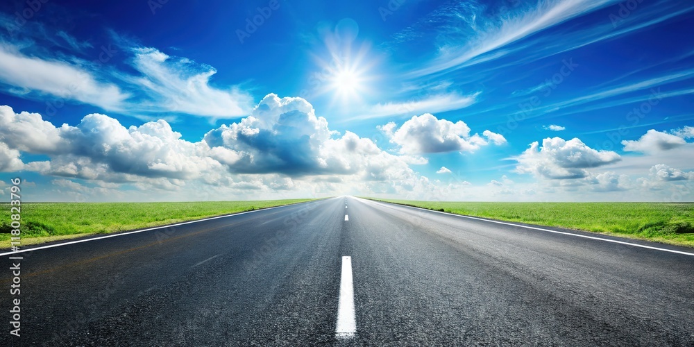 Stunning Asphalt Road, Blue Sky, Cloud Horizon - High-Resolution Background Image Stunning Asphalt Road, Blue Sky, Cloud Horizon - High-Resolution Background Image