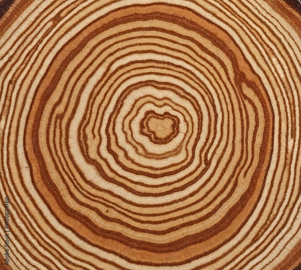 Close-up texture of sawn wood showing distinct annual rings pattern for natural wood design Close-up texture of sawn wood showing distinct annual rings pattern for natural wood design