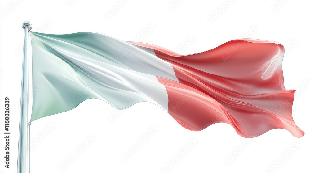 Fototapeta premium A flag with a green stripe and red and white stripes