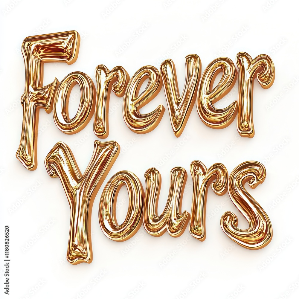 Golden Forever Yours in 3D, loyal and timeless, cartoon design, isolated. Golden Forever Yours in 3D, loyal and timeless, cartoon design, isolated.
