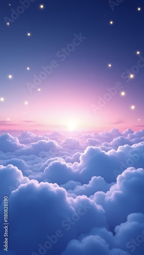 Mystical Purple Gradient Moonlight Sky Wallpaper with Glowing Stars and Soft Clouds for Phone Backgrounds