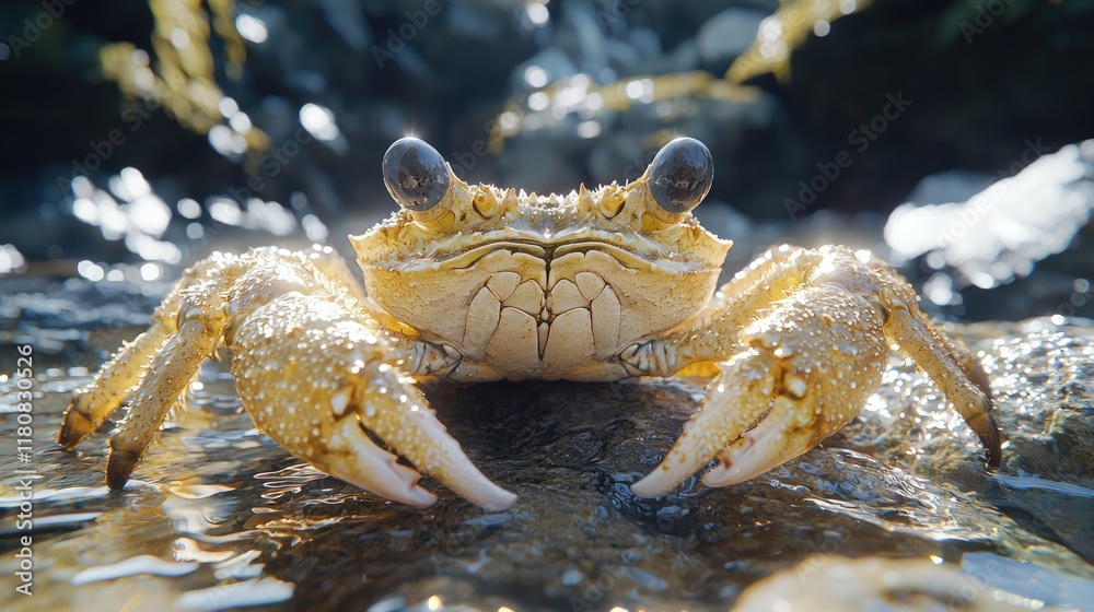 Close-up of a Crab on a Rocky Seashore: Stunning Wildlife Photography Close-up of a Crab on a Rocky Seashore: Stunning Wildlife Photography