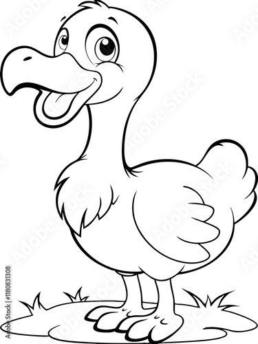 Adorable Baby Dodo Bird  Ready-to-print coloring page on standard 8.5x11 inch paper