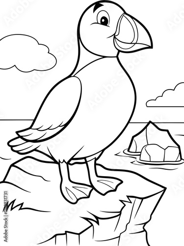 Adorable Cartoon Puffin Ready-to-print coloring page on standard 8.5x11 inch paper