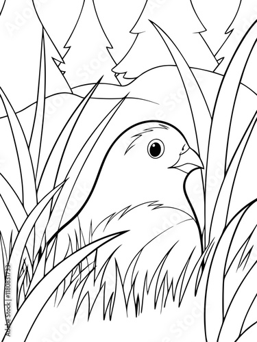 Hidden Quail Ready-to-print coloring page on standard 8.5x11 inch paper