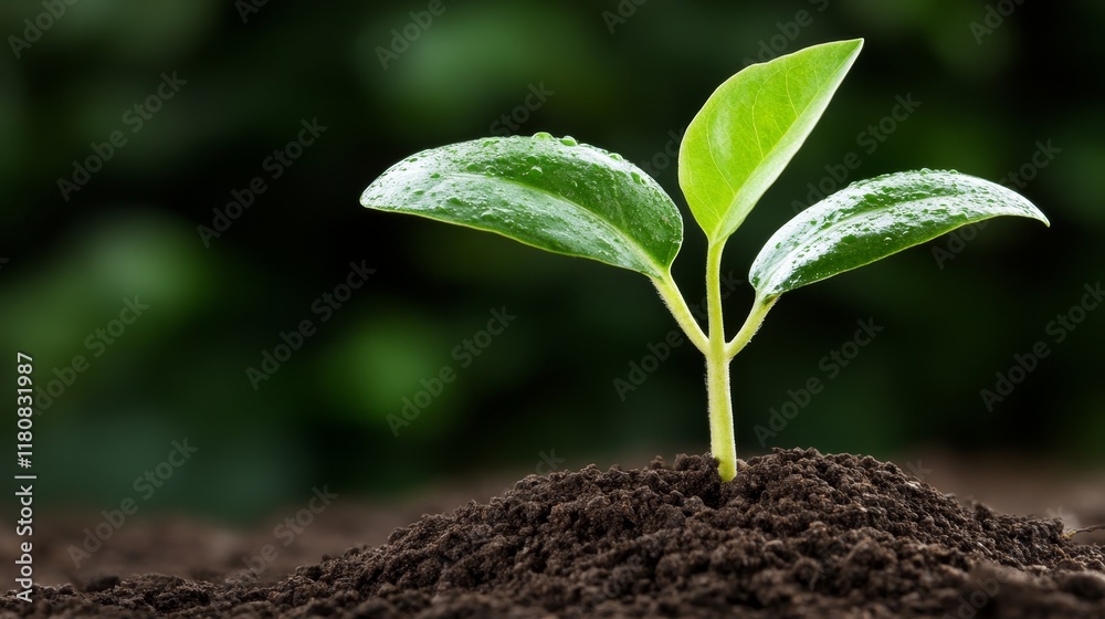 A young plant sprouting from rich soil, symbolizing growth and renewal.