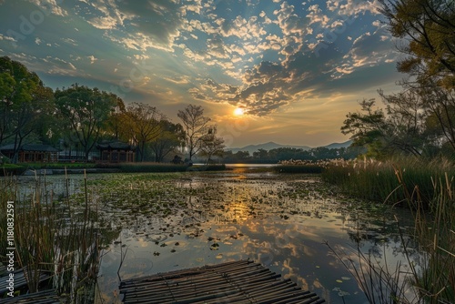 Wuxi taihu lake wetland park is ablaze photo