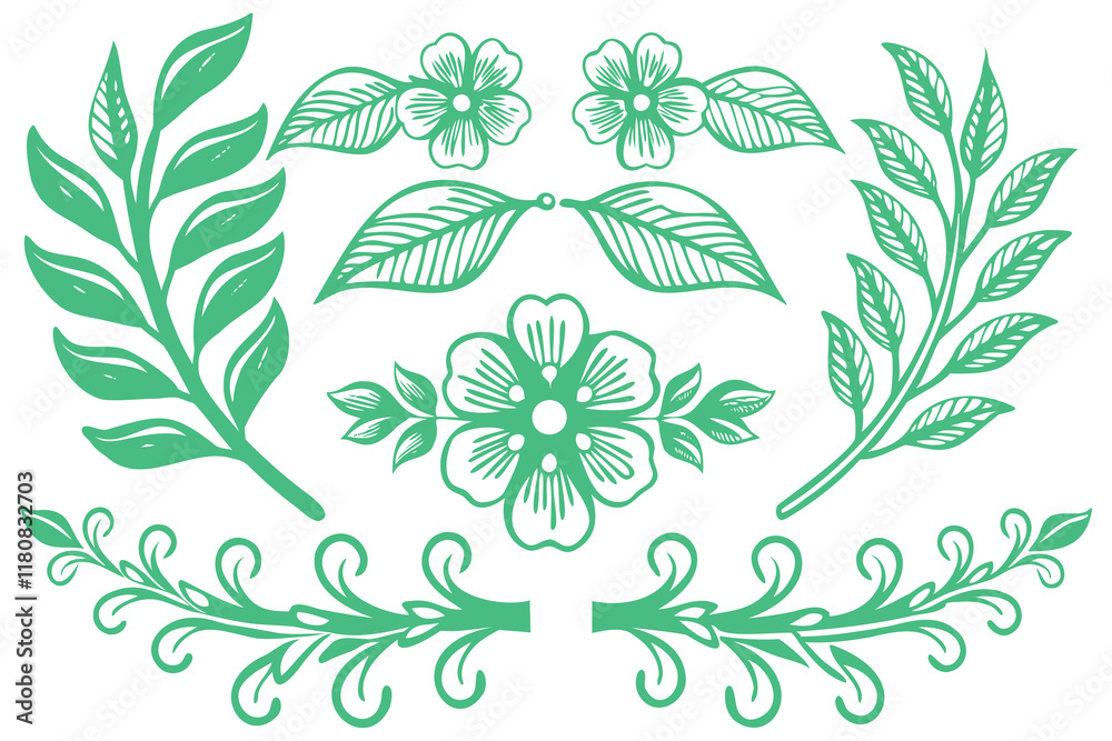 Fototapeta premium rustic botanical dividers and frames for weddings and branding